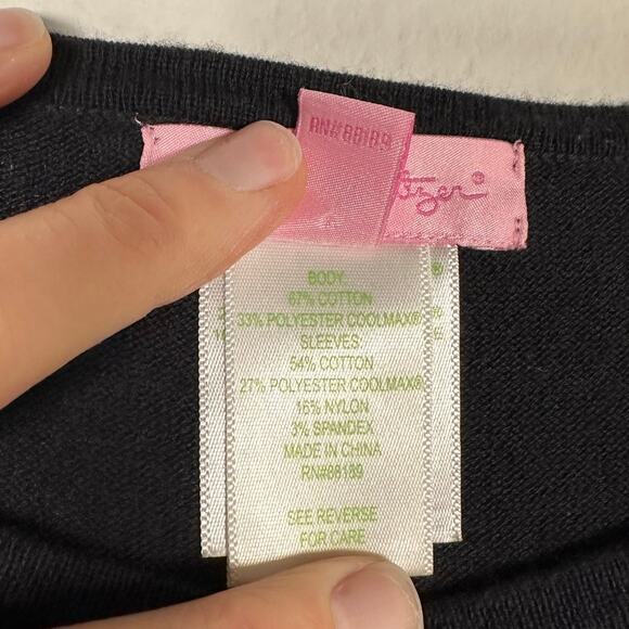 Lily Pulitzer Ramona Navy Cotton Blend Fringe Long Sleeve Sweater Women's XS - Picture 9 of 10